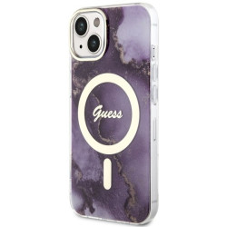 Guess GUHMP14SHTMRSU Golden Marble MagSafe Hardcase for iPhone 14 / 15 / 13 6.1" / purple