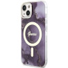 Guess GUHMP14SHTMRSU Golden Marble MagSafe Hardcase for iPhone 14 / 15 / 13 6.1" / purple