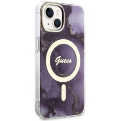 Guess GUHMP14SHTMRSU Golden Marble MagSafe Hardcase for iPhone 14 / 15 / 13 6.1" / purple