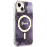 Guess GUHMP14SHTMRSU Golden Marble MagSafe Hardcase for iPhone 14 / 15 / 13 6.1" / purple