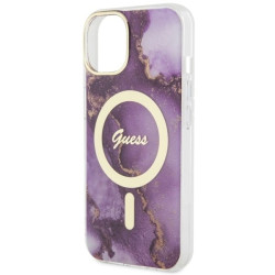 Guess GUHMP14SHTMRSU Golden Marble MagSafe Hardcase for iPhone 14 / 15 / 13 6.1" / purple