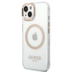 Guess GUHMP14SHTRMD Hardcase Metal Outline Magsafe for iPhone 14 / 15 / 13 6.1" / gold