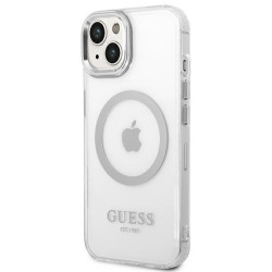 Guess GUHMP14SHTRMS Hardcase Metal Outline MagSafe for iPhone 14 / 15 / 13 6.1" / silver