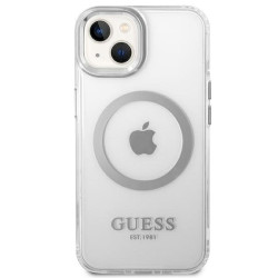 Guess GUHMP14SHTRMS Hardcase Metal Outline MagSafe for iPhone 14 / 15 / 13 6.1" / silver