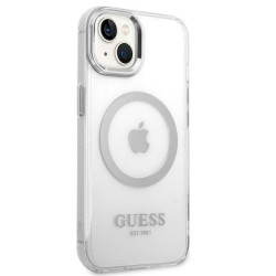 Guess GUHMP14SHTRMS Hardcase Metal Outline MagSafe for iPhone 14 / 15 / 13 6.1" / silver