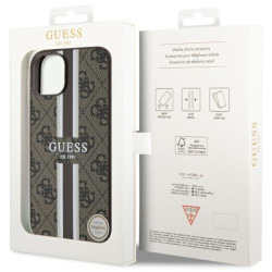 Guess GUHMP14SP4RPSW Hardcase 4G Printed Stripes MagSafe for iPhone 14 / 15 / 13 6.1" / brown