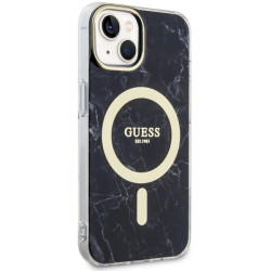 Guess GUHMP14SPCUMAK Marble MagSafe Hardcase for iPhone 14 / 15 / 13 6.1" / black