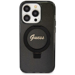 Guess GUHMP14XHRSGSK Hardcase Ring Stand Script Glitter MagSafe for iPhone 14 Pro Max 6.7" / black