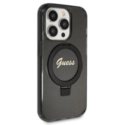 Guess GUHMP14XHRSGSK Hardcase Ring Stand Script Glitter MagSafe for iPhone 14 Pro Max 6.7" / black