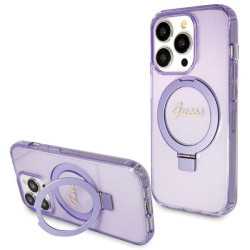 Guess GUHMP14XHRSGSU Hardcase Ring Stand Script Glitter MagSafe for iPhone 14 Pro Max 6.7" / purple