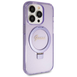 Guess GUHMP14XHRSGSU Hardcase Ring Stand Script Glitter MagSafe for iPhone 14 Pro Max 6.7" / purple