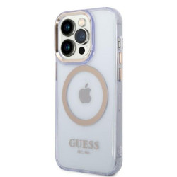 Guess GUHMP14XHTCMU Hardcase Gold Outline Translucent MagSafe for iPhone 14 Pro Max 6,7" / purple
