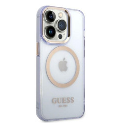 Guess GUHMP14XHTCMU Hardcase Gold Outline Translucent MagSafe for iPhone 14 Pro Max 6,7" / purple