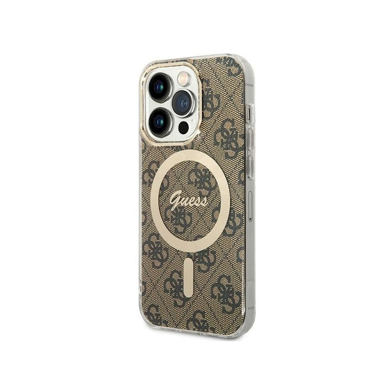 Guess GUHMP15LH4STW Hardcase IML 4G MagSafe for iPhone 15 Pro 6.1" / brown
