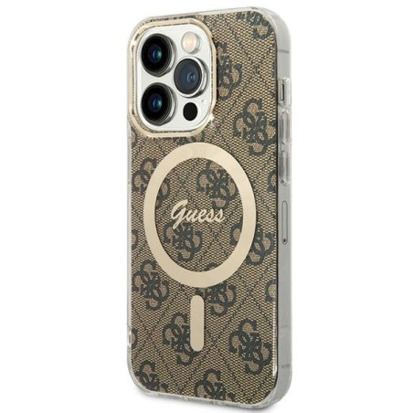 Guess GUHMP15LH4STW Hardcase IML 4G MagSafe for iPhone 15 Pro 6.1" / brown