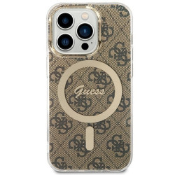 Guess GUHMP15LH4STW Hardcase IML 4G MagSafe for iPhone 15 Pro 6.1" / brown