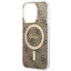 Guess GUHMP15LH4STW Hardcase IML 4G MagSafe for iPhone 15 Pro 6.1" / brown
