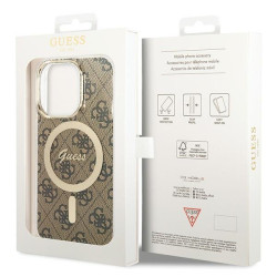 Guess GUHMP15LH4STW Hardcase IML 4G MagSafe for iPhone 15 Pro 6.1" / brown