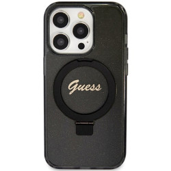 Guess GUHMP15LHRSGSK Hardcase Ring Stand Script Glitter MagSafe for iPhone 15 Pro 6.1" / black