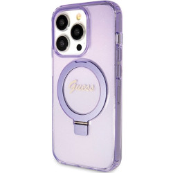 Guess GUHMP15LHRSGSU Hardcase Ring Stand Script Glitter MagSafe for iPhone 15 Pro 6.1"
