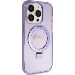 Guess GUHMP15LHRSGSU Hardcase Ring Stand Script Glitter MagSafe for iPhone 15 Pro 6.1"