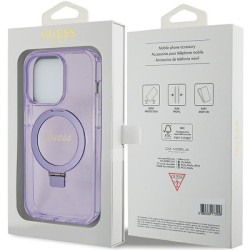 Guess GUHMP15LHRSGSU Hardcase Ring Stand Script Glitter MagSafe for iPhone 15 Pro 6.1"