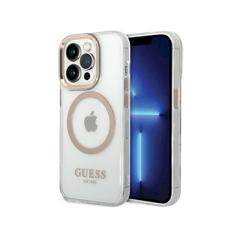Guess GUHMP15LHTRMD Metal Outline Magsafe Hard Case for iPhone 15 Pro 6.1" / gold
