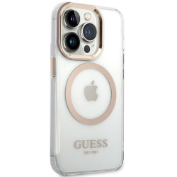 Guess GUHMP15LHTRMD Metal Outline Magsafe Hard Case for iPhone 15 Pro 6.1" / gold