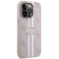 Guess GUHMP15LP4RPSP Hardcase 4G Printed Stripes MagSafe for iPhone 15 Pro 6.1" / pink