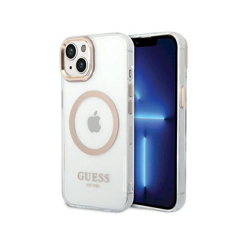 Guess GUHMP15MHTRMD Metal Outline Magsafe Hard Case for iPhone 15 Plus / 14 Plus 6.7" / gold