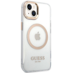 Guess GUHMP15MHTRMD Metal Outline Magsafe Hard Case for iPhone 15 Plus / 14 Plus 6.7" / gold