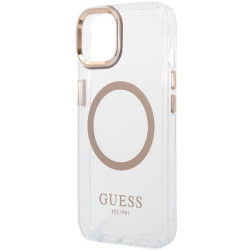 Guess GUHMP15MHTRMD Metal Outline Magsafe Hard Case for iPhone 15 Plus / 14 Plus 6.7" / gold