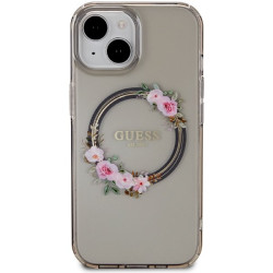 Guess GUHMP15SHFWFCK Hardcase IML Flowers Wreatch MagSafe for iPhone 15 / 14 / 13 6.1" / black