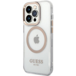 Guess GUHMP15SHTRMD Metal Outline Magsafe Hard Case for iPhone 15 / 14 / 13 6.1" / gold