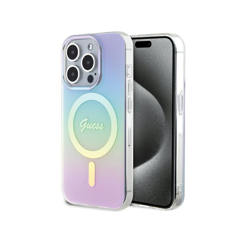 Guess GUHMP15XHITSU Hardcase IML Iridescent MagSafe for iPhone 15 Pro Max 6.7" / purple