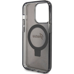 Guess GUHMP15XHRSGSK Hardcase Ring Stand Script Glitter MagSafe for iPhone 15 Pro Max 6.7" / black