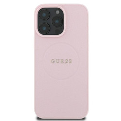 Guess GUHMP15XPGHSMMP Grained Ring MagSafe Hardcase for iPhone 15 Pro Max 6.7" / pink