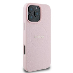 Guess GUHMP15XPGHSMMP Grained Ring MagSafe Hardcase for iPhone 15 Pro Max 6.7" / pink