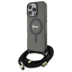 Guess GUHMP16LHCTSGNSK Hardcase Crossbody Cord Script MagSafe for iPhone 16 Pro 6.3" / black