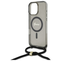 Guess GUHMP16LHCTSGNSK Hardcase Crossbody Cord Script MagSafe for iPhone 16 Pro 6.3" / black