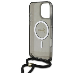 Guess GUHMP16LHCTSGNSK Hardcase Crossbody Cord Script MagSafe for iPhone 16 Pro 6.3" / black