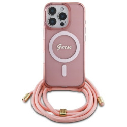 Guess GUHMP16LHCTSGNSP Crossbody Cord Script MagSafe Hardcase for iPhone 16 Pro 6.3" / pink
