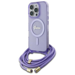 Guess GUHMP16LHCTSGNSU Hardcase Crossbody Cord Script MagSafe for iPhone 16 Pro 6.3" / purple