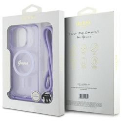Guess GUHMP16LHCTSGNSU Hardcase Crossbody Cord Script MagSafe for iPhone 16 Pro 6.3" / purple