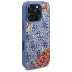 Guess GUHMP16LP4ROPEMCB Hardcase 4G Flowers Print MagSafe for iPhone 16 Pro 6.3" / blue