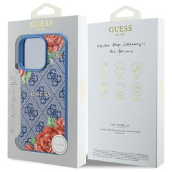 Guess GUHMP16LP4ROPEMCB Hardcase 4G Flowers Print MagSafe for iPhone 16 Pro 6.3" / blue
