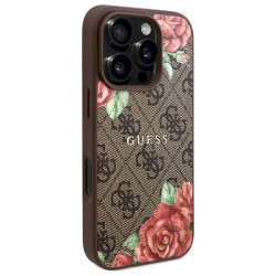 Guess GUHMP16LP4ROPEMCW Hardcase 4G Flowers Print MagSafe for iPhone 16 Pro 6.3" / brown