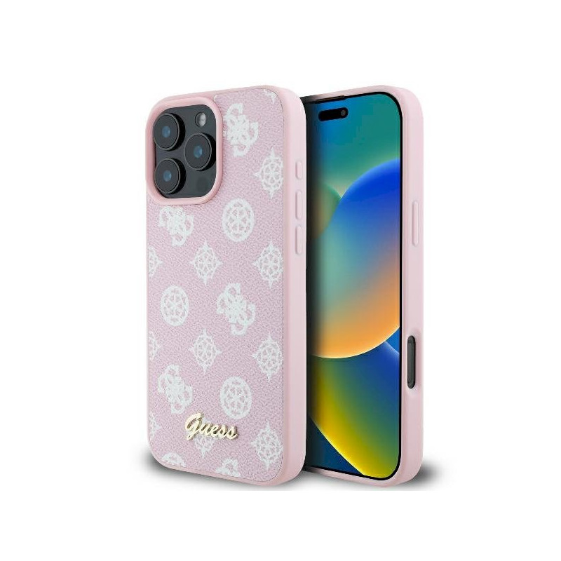 Guess GUHMP16LPGPYSP Peony Script Logo MagSafe Hardcase for iPhone 16 Pro 6.3" / pink