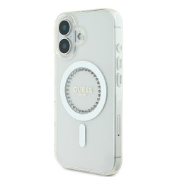 Guess GUHMP16MPFTDTEH Hardcase IML Rhinestones MagSafe for iPhone 16 Plus 6.7" / white