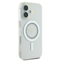 Guess GUHMP16MPFTDTEH Hardcase IML Rhinestones MagSafe for iPhone 16 Plus 6.7" / white